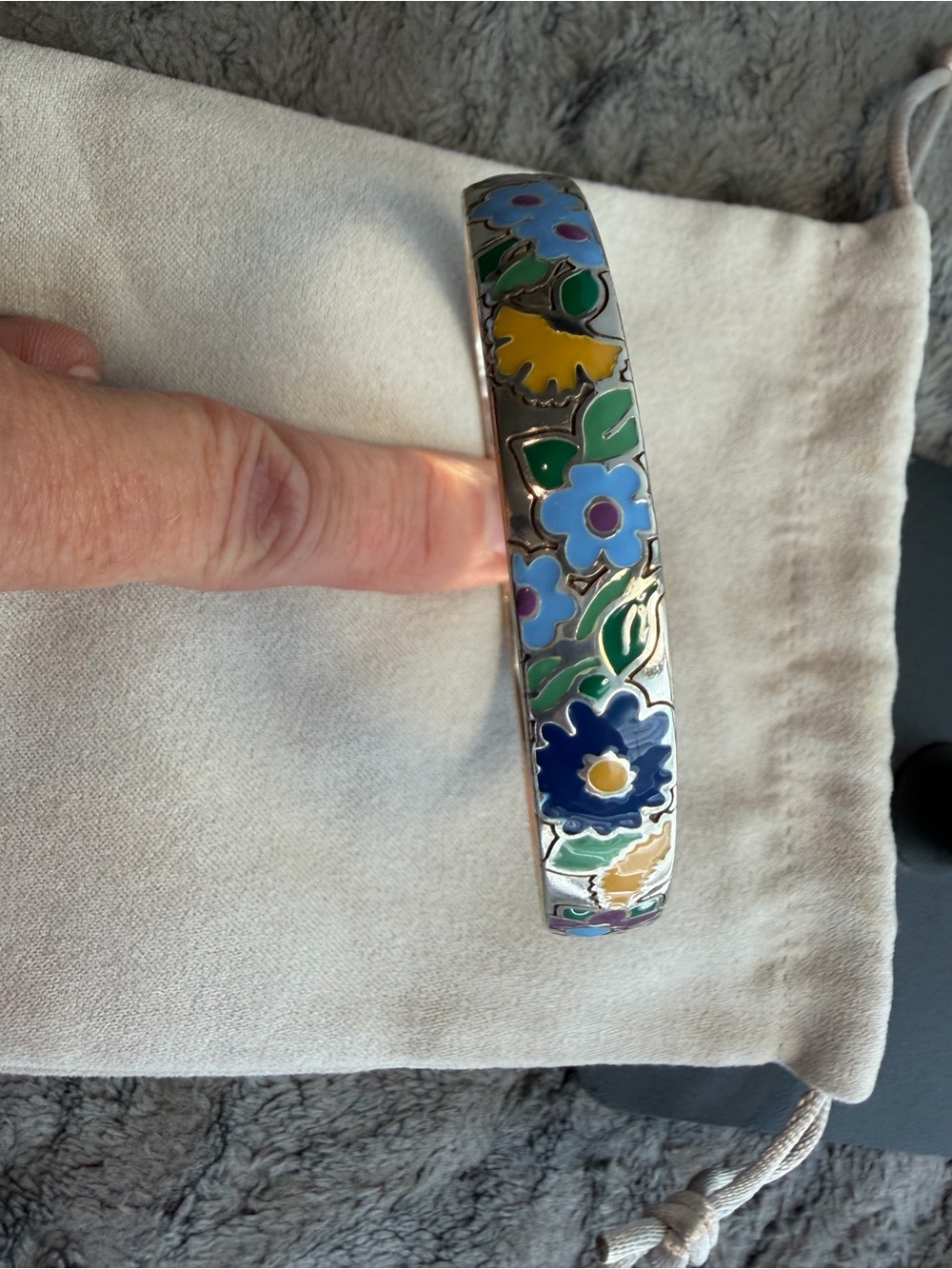 Brighton Floral Enamel Bangle in Blue, Yellow & Green